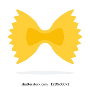 Farfalle curly pasta side view flat single icon vector isolated on white