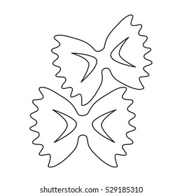 Farfalle icon pasta in outline style isolated on white background. Types of pasta symbol stock vector illustration.