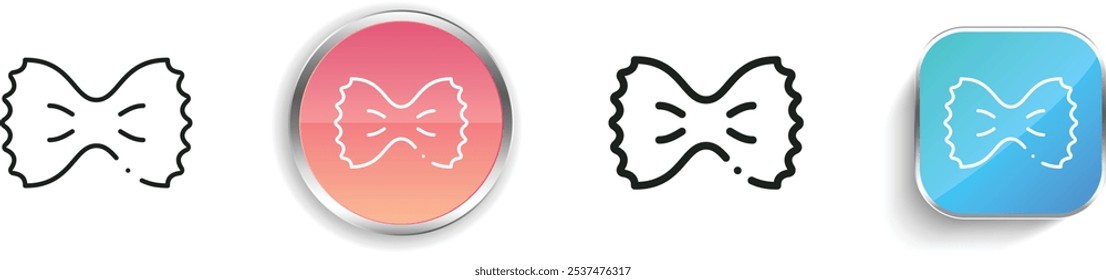 ícone farfalle. Design fino, linear, regular e estilo botão isolado no fundo branco