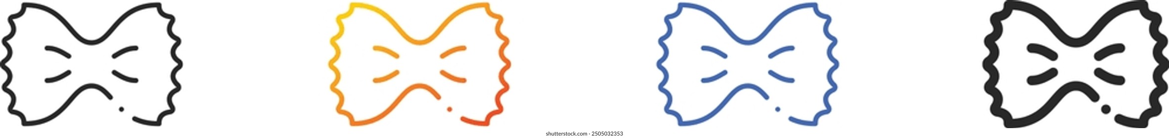 farfalle icon.Thin Linear, Gradient, Blue Stroke and bold Style Design Isolated On White Background