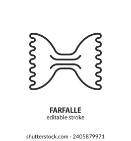 Farfalle line icon. Italian pasta symbol. Editable stroke. Vector illustration.