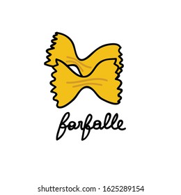 farfalle pasta doodle icon, vector illustration