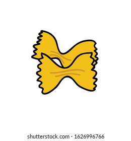 farfalle pasta doodle icon, vector illustration