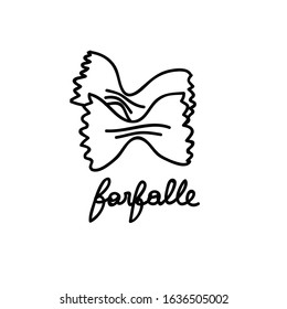 farfalle pasta doodle icon, vector illustration