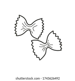 Farfalle Pasta Doodle Icon, Vector Illustration