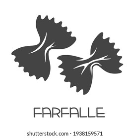 Farfalle pasta glyph icon. Italian cuisine cut monochrome badge.. Retro style vector illustration.