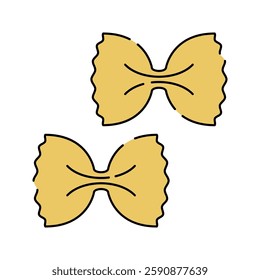 Farfalle Pasta Icon Flat design, bow tie shaped pasta, ideal for branding, packaging, and restaurant menus.