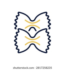 Farfalle Pasta Illustration Containing bow tie pasta, farfalle, Italian cuisine, and outline illustration. Outline illustration