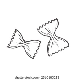 farfalle pasta illustration hand drawn outline vector