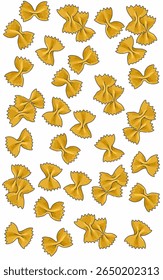 Farfalle pasta pattern on white background. Beautiful Food art