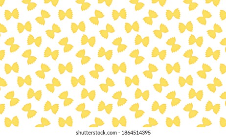 Farfalle pasta pattern wallpaper. Farfalle pasta on white background.