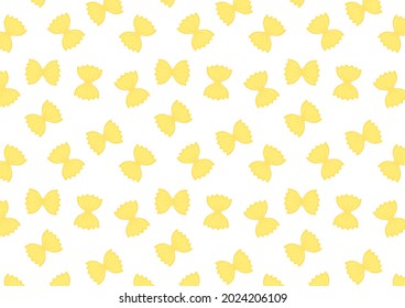 Farfalle pasta pattern wallpaper. Farfalle pasta on white background.