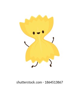 Farfalle pasta vector. Farfalle pasta character design.