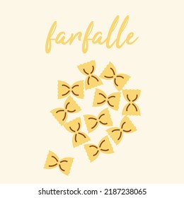 Farfalle Pasta. Vector illustration of Italian pasta farfalle for a print or package or article. 