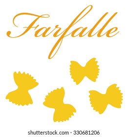 Farfalle pasta vector isolated, macaroni icon, pasta collection