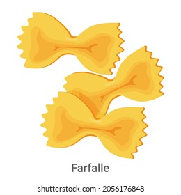 Farfalle.Pasta, pasta made of durum flour isolated on a white background.Vector image of dough products.For labels, menus and posters.