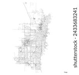 Fargo city map with roads and streets, United States. Vector outline illustration.