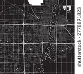 Fargo North Dakota Vector Map, Detailed City Street Map Black and White Minimalist Line Art