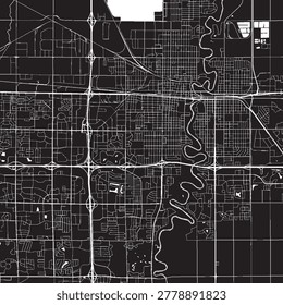 Fargo North Dakota Vector Map, Detailed City Street Map Black and White Minimalist Line Art