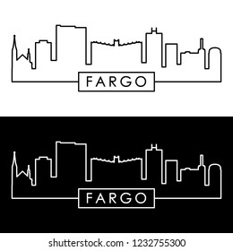 Fargo skyline. Colorful linear style. Editable vector file.