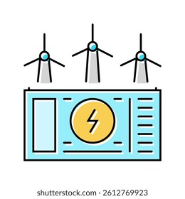 farm aerial view wind turbine color icon vector. farm aerial view wind turbine sign. isolated symbol illustration