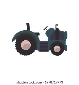 Farm agricultural tractor cartoon icon, flat vector illustration isolated on white background. Tractor machinery and modern equipment for agricultural work.