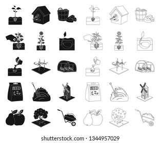 Farm and agriculture black,outline icons in set collection for design. Garden and plants isometric vector symbol stock web illustration.