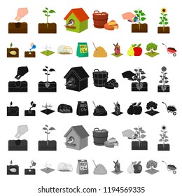 Farm and agriculture cartoon icons in set collection for design. Garden and plants isometric vector symbol stock web illustration.