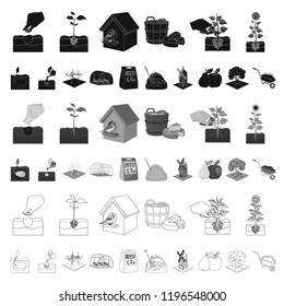 Farm and agriculture cartoon icons in set collection for design. Garden and plants isometric vector symbol stock web illustration.