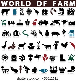 farm and agriculture concept vector icons collection