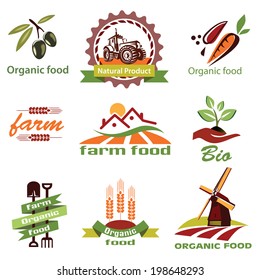 farm, agriculture icons, labels collection, set#1