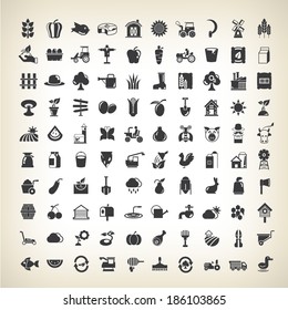 farm and agriculture industry icons set