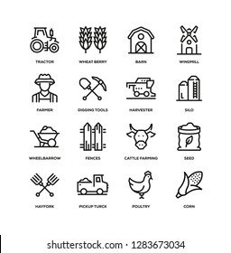 Farm Agriculture Line Icon Set Stock Vector (Royalty Free) 1283673034 ...