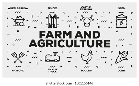 FARM AND AGRICULTURE LINE ICON SET