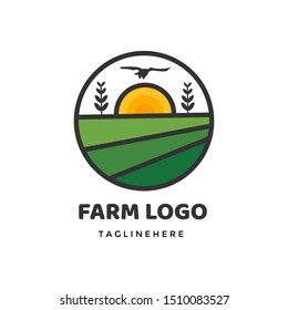Farm Agriculture Nature Logo Design In Isolated White Background