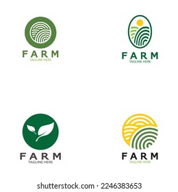 Farm  agriculture organic  logo design illustration of agriculture business, crop field, pasture, milk, Design Concept, Creative Symbol, Icon,Template