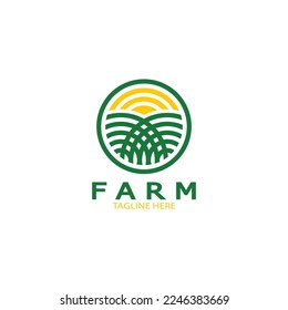 Farm  agriculture organic  logo design illustration of agriculture business, crop field, pasture, milk, Design Concept, Creative Symbol, Icon,Template
