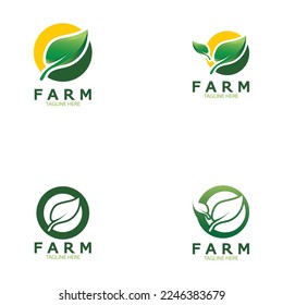 Farm  agriculture organic  logo design illustration of agriculture business, crop field, pasture, milk, Design Concept, Creative Symbol, Icon,Template