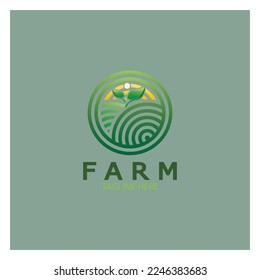 Farm  agriculture organic  logo design illustration of agriculture business, crop field, pasture, milk, Design Concept, Creative Symbol, Icon,Template