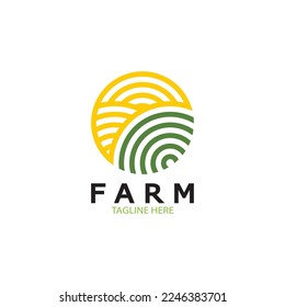 Farm  agriculture organic  logo design illustration of agriculture business, crop field, pasture, milk, Design Concept, Creative Symbol, Icon,Template