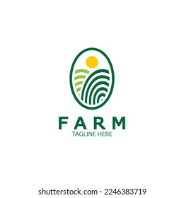 Farm  agriculture organic  logo design illustration of agriculture business, crop field, pasture, milk, Design Concept, Creative Symbol, Icon,Template