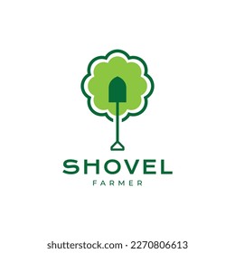 farm agriculture plant tree shovel gardening logo design vector icon illustration