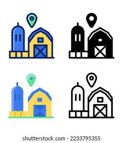 Granja y agricultura. iconos de puntero y ubicación. vector