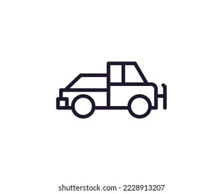 Farm and agriculture sign. Editable stroke drawn with black thin line. Perfect for web sites, UI, adverts, stores, shops. Trendy vector icon of truck 