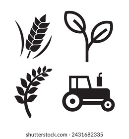 farm agriculture simple vector icon design set bundle isolated on white background