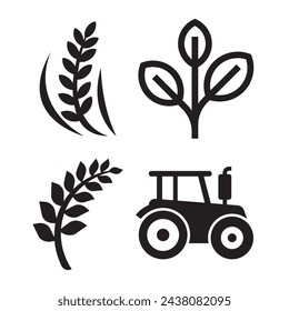 conjunto de diseño de icono de vector simple de agricultura aislado sobre fondo blanco