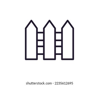 Farm and agriculture symbol. Vector outline pictogram in line style. Editable stroke for UI, adverts, online shops. Isolated line icon of wooden fence 