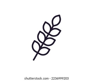 Farm and agriculture symbol. Vector outline pictogram in line style. Editable stroke for UI, adverts, online shops. Isolated line icon of wheat