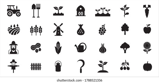 farm agriculture theme simple vector icon logo design template set bundle illustration