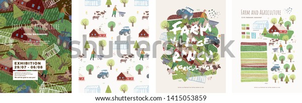 農業と農業 村の暮らしやポスター バナーやはがき 人物 動物 木 トラクター 背景や柄の家の絵を描いた 村の暮らしや物のベクタsーカワイトなイラスト のベクター画像素材 ロイヤリティフリー